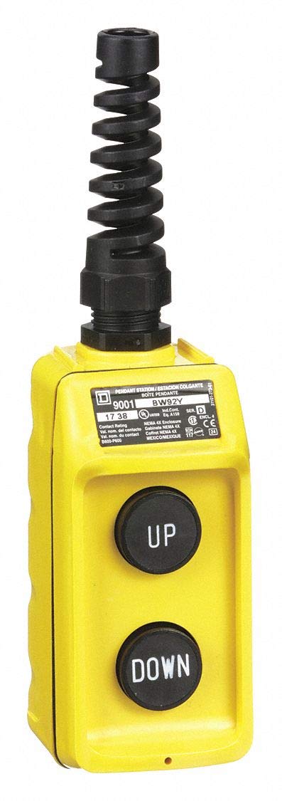 Square D 2-Button Up/Down Pendant Push Button Station, 2NO, NEMA Rating 1, 3, 3R, 4, 4X, Yellow