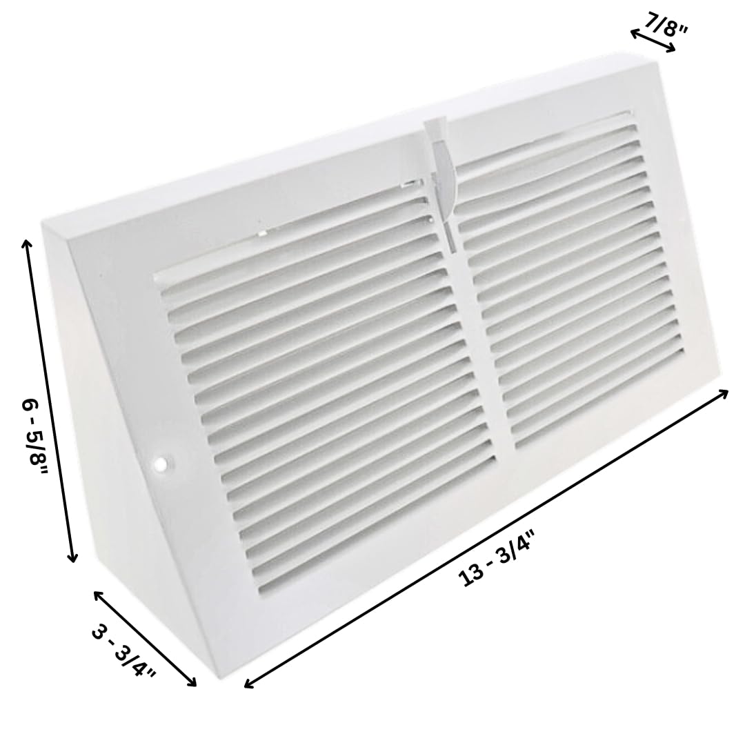 Nibras 12" x 6" Baseboard Register Vent White with Damper 12 x 6 Heavy Duty Steel Grille Triangular Air Vent Covers (Outside Dimensions 13-3/4" x 6-5/8")