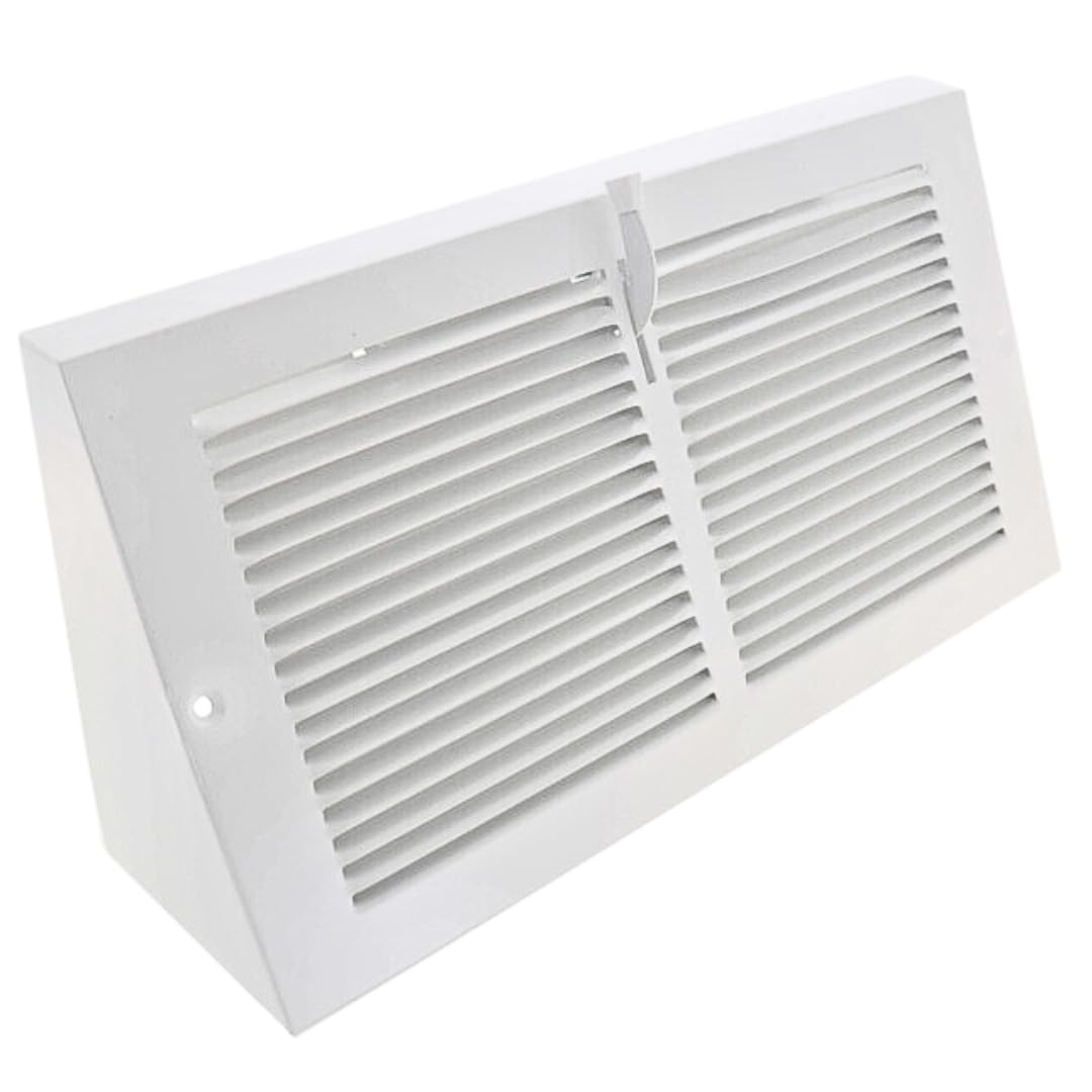 Nibras 12" x 6" Baseboard Register Vent White with Damper 12 x 6 Heavy Duty Steel Grille Triangular Air Vent Covers (Outside Dimensions 13-3/4" x 6-5/8")