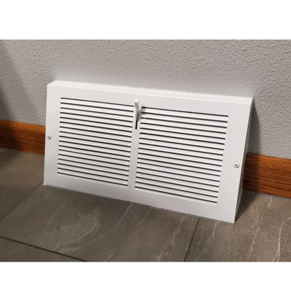 Nibras 12" x 6" Baseboard Register Vent White with Damper 12 x 6 Heavy Duty Steel Grille Triangular Air Vent Covers (Outside Dimensions 13-3/4" x 6-5/8")